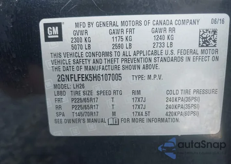 2017 Chevrolet Equinox Lt from USA, damaged, VIN 2GNFLFEK5H6107005